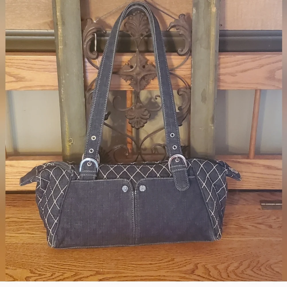 Vera Bradley Blue Denim Quilted Stitched Shoulder Bag